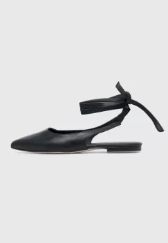 Alohas balerini de piele Ribbon culoarea negru, cu toc deschis, S00750.06 imagine