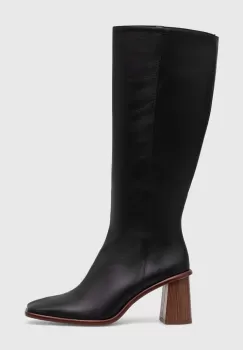 Alohas ghete de piele East femei, culoarea negru, cu toc drept, BTWEC1.25 imagine
