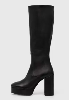 Alohas ghete de piele Joanna femei, culoarea negru, cu toc drept, S00766.25 imagine