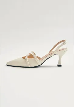 Alohas pantofi de piele Joelle culoarea bej, pe toc jos, cu toc deschis, S100441-03 imagine