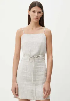 Alohas rochie din in culoarea bej, mini, mulata imagine