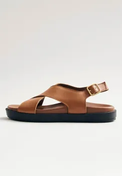 Alohas sandale de piele Nico femei, culoarea maro, cu platforma, S100621-04 imagine