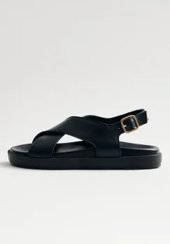 Alohas sandale de piele Nico femei, culoarea negru, cu platforma, S100621-01 imagine
