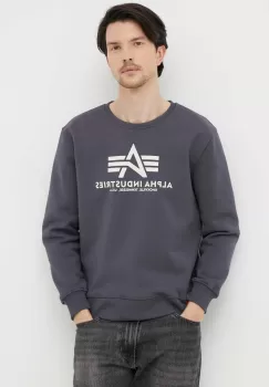 Alpha Industries bluza barbati, culoarea gri, cu imprimeu imagine