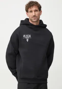 Alpha Industries bluza barbati, culoarea negru, cu gluga, cu imprimeu, 148340 imagine