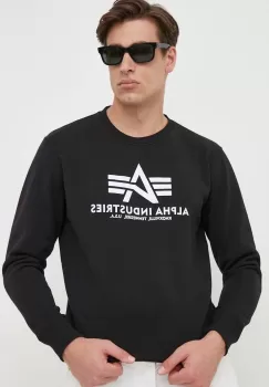 Alpha Industries bluza barbati, culoarea negru, cu imprimeu imagine