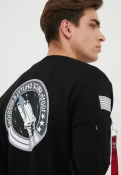 Alpha Industries bluza barbati, culoarea negru, cu imprimeu imagine