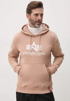 Alpha Industries bluza barbati, culoarea roz, cu gluga, cu imprimeu imagine