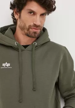 Alpha Industries bluza barbati, culoarea verde, cu gluga, neted imagine