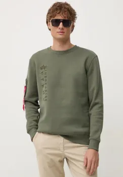 Alpha Industries bluza barbati, culoarea verde, cu imprimeu, 138300 imagine