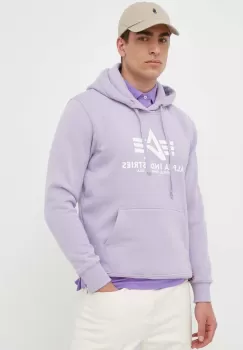 Alpha Industries bluza barbati, culoarea violet, cu gluga, cu imprimeu imagine