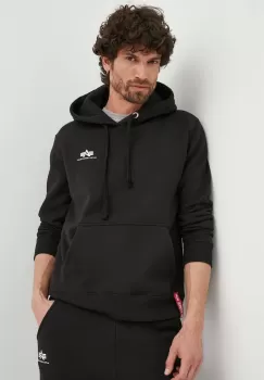 Alpha Industries bluza Basic barbati, culoarea negru, cu gluga, cu imprimeu imagine