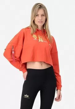 Alpha Industries bluza femei, culoarea portocaliu, cu gluga, cu imprimeu 106044.577-orange imagine