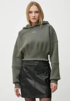 Alpha Industries bluza femei, culoarea verde, cu gluga, cu imprimeu, 148041 imagine