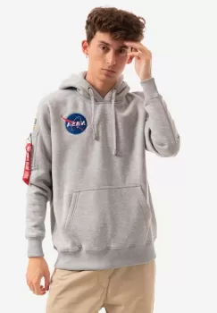 Alpha Industries bluza Space Shuttle Hoody barbati, culoarea gri, cu gluga, cu imprimeu 178317.17-grey imagine