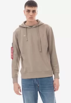 Alpha Industries bluza X-Fit Hoody 158321 679 barbati, culoarea maro, cu gluga, neted 158321.679-brown imagine