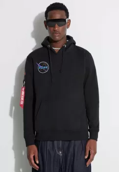 Alpha Industries bluza x Nasa Space Shuttle Hoody barbati, culoarea negru, cu gluga, cu imprimeu 178317.556 imagine