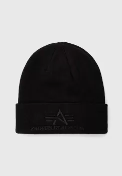 Alpha Industries caciula 3D Beanie culoarea negru, din tesatura uni 168910.03 imagine