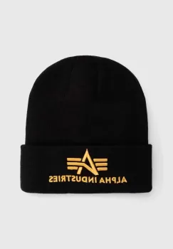 Alpha Industries caciula 3D Beanie culoarea negru, din tesatura uni 168910.583 imagine
