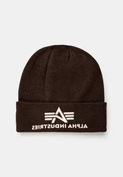 Alpha Industries caciula culoarea maro, din tesatura neteda imagine