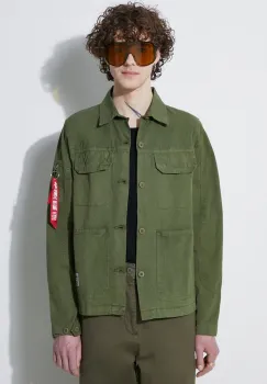 Alpha Industries camasa din bumbac Color Block barbati, culoarea verde, cu guler clasic, regular, 146110 imagine