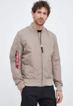 Alpha Industries geaca bomber barbati, culoarea bej, de tranzitie imagine