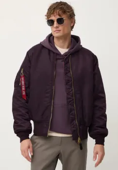 Alpha Industries geaca bomber barbati, culoarea violet, de iarna imagine