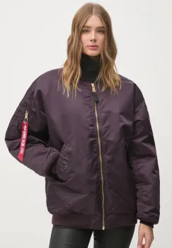 Alpha Industries geaca bomber MA-1 CORE WMN femei, culoarea violet, de iarna, oversize imagine