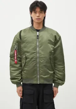 Alpha Industries geaca bomber MA-1 CS barbati, culoarea verde, de tranzitie, oversize, 136136 imagine