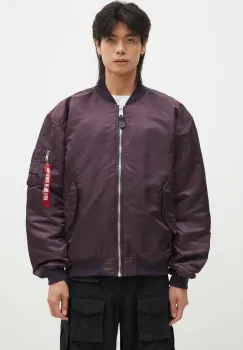 Alpha Industries geaca bomber MA-1 CS barbati, culoarea violet, de tranzitie, oversize, 136136 imagine