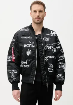 Alpha Industries geaca bomber MA-1 Peace culoarea negru, de tranzitie, 156136 imagine