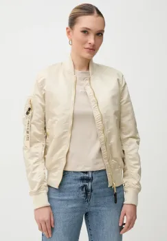 Alpha Industries geaca bomber MA-1 VF LW femei, culoarea bej, de tranzitie imagine