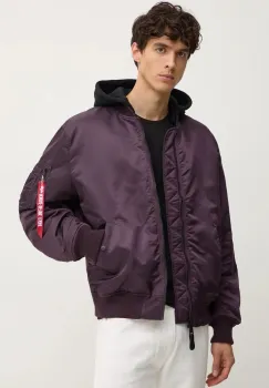 Alpha Industries geaca bomber MA-1 ZH Back EMB barbati, culoarea albastru marin, de iarna, oversize imagine