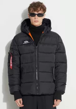 Alpha Industries geaca Hooded Puffer Alpha FD barbati, culoarea negru, de iarna imagine