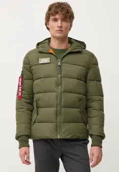 Alpha Industries geaca Hooded Puffer Alpha FD barbati, culoarea verde, de iarna 118113.257-green imagine