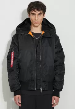 Alpha Industries geaca MA-1 Hooded barbati, culoarea negru, de tranzitie 158104.03-black imagine