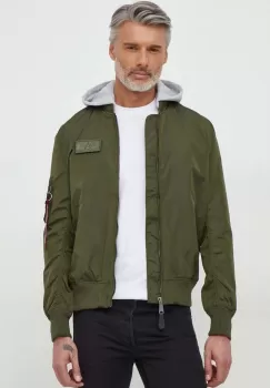Alpha Industries geaca MA-1 TT Hood barbati, culoarea verde, de tranzitie imagine