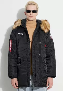 Alpha Industries hanorac N3B Airborne barbati, culoarea negru, de iarna 188141.03 imagine