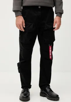 Alpha Industries pantaloni de bumbac pantaloni cargo negri pentru barbati 148207.03 imagine