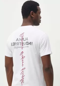 Alpha Industries tricou din bumbac barbati, culoarea alb, cu imprimeu, 148516 imagine