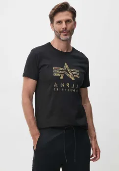 Alpha Industries tricou din bumbac barbati, culoarea negru, cu imprimeu, 146506 imagine