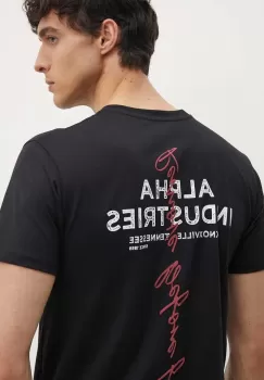 Alpha Industries tricou din bumbac barbati, culoarea negru, cu imprimeu, 148516 imagine