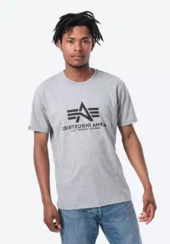 Alpha Industries tricou din bumbac Basic T-Shirt culoarea gri, cu imprimeu 100501.17-grey imagine