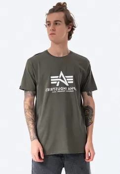 Alpha Industries tricou din bumbac Basic T-Shirt culoarea verde, cu imprimeu 100501.142-green imagine