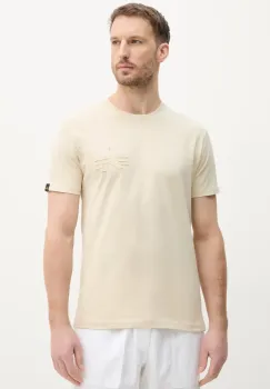 Alpha Industries tricou din bumbac Coach T BE barbati, culoarea bej, cu imprimeu, 156538 imagine
