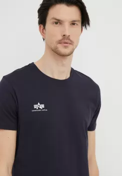 Alpha Industries tricou din bumbac culoarea albastru marin, neted imagine