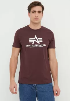 Alpha Industries tricou din bumbac culoarea bordo, cu imprimeu imagine