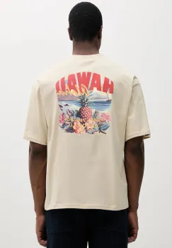 Alpha Industries tricou din bumbac Hawaii Aloha T BP culoarea bej, cu imprimeu, 156535 imagine