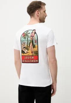 Alpha Industries tricou din bumbac Naval T BP barbati, culoarea alb, cu imprimeu, 156536 imagine