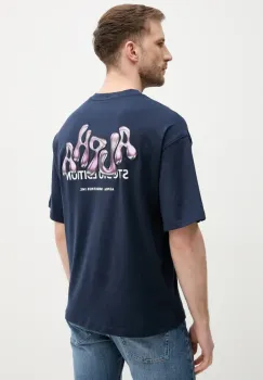 Alpha Industries tricou din bumbac Studio Edition BP T barbati, culoarea bleumarin, cu imprimeu, 156553 imagine